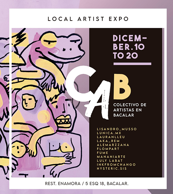 CAB exposición del colectivo artistas en Bacalar