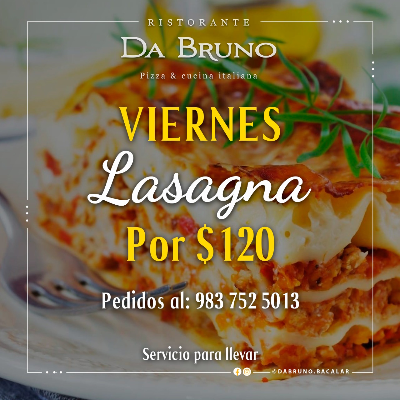 Viernes Lasagna por $120